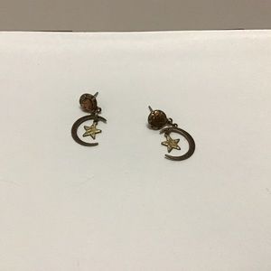 copper moon and star earrings